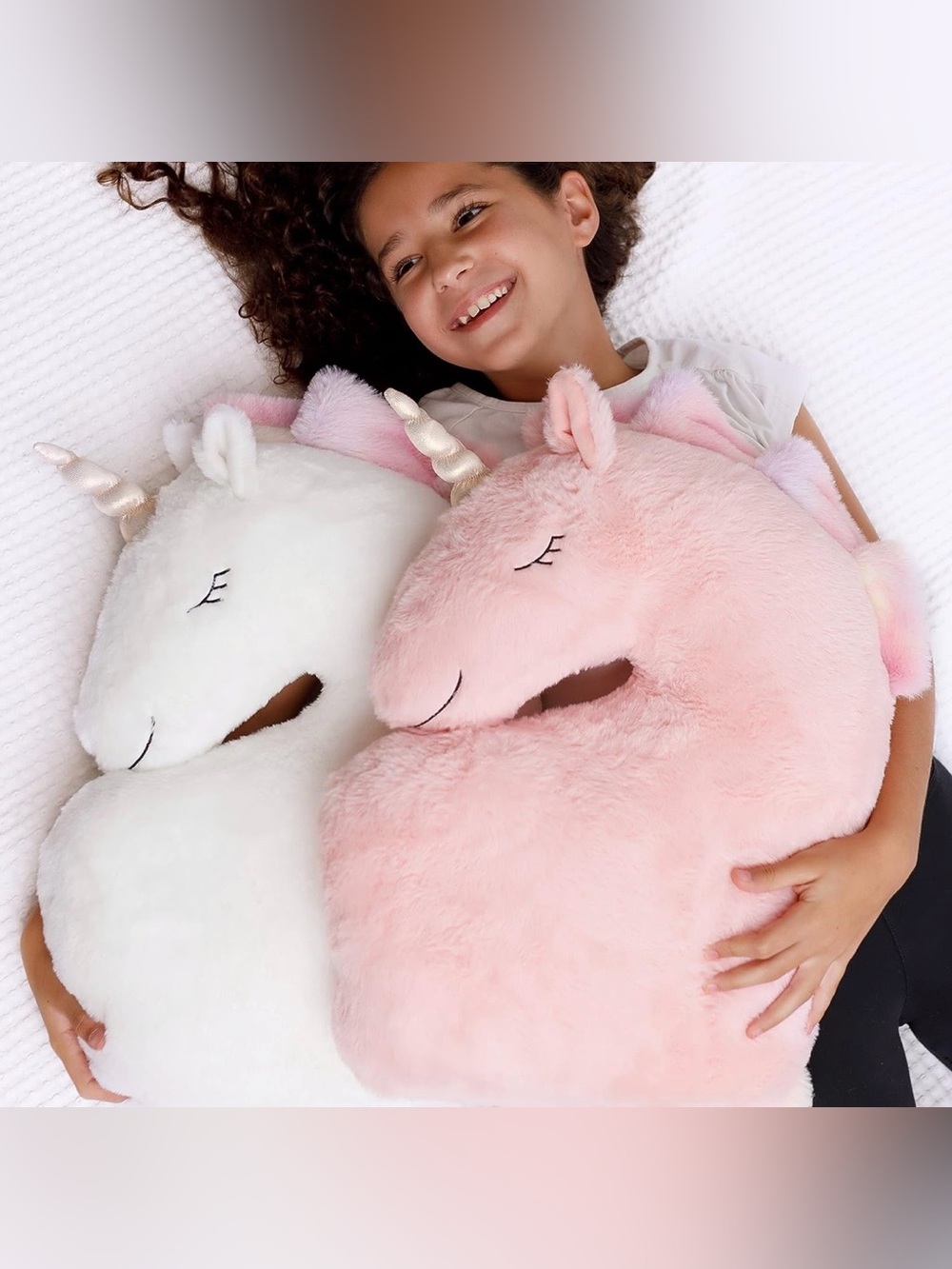 Perfectto Design Set of 2 Decorative Unicorn Pillows for Girls Kids Bed Room - W